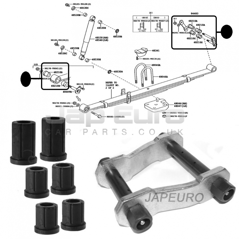 For TOYOTA HILUX VIGO GGN15/25 0515 REAR LEAF SPRING SHACKLES BUSHES