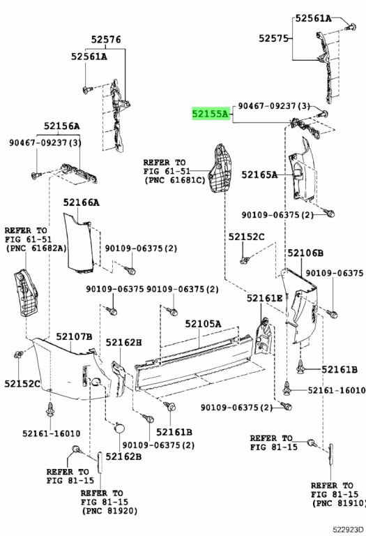 Rear Right Bumper Support Bracket Toyota Noah / Voxy / Esquire ZRR80+ 2ZRFXE 1.8i 2014-2021 Rear Right Bumper Support Bracket Toyota Noah / Voxy / Esquire ZRR80+ 2ZRFXE 1.8i 2014-2021