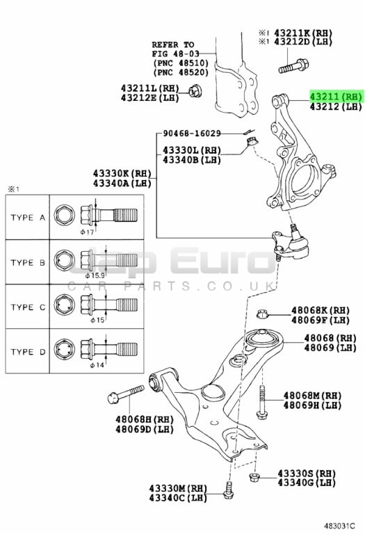Front Left Hub Suspension Knuckle Toyota Estima Hybrid AHR20 2AZ-FXE 2.4i 4WD 2006-2012 Front Left Hub Suspension Knuckle Toyota Estima Hybrid AHR20 2AZ-FXE 2.4i 4WD 2006-2012